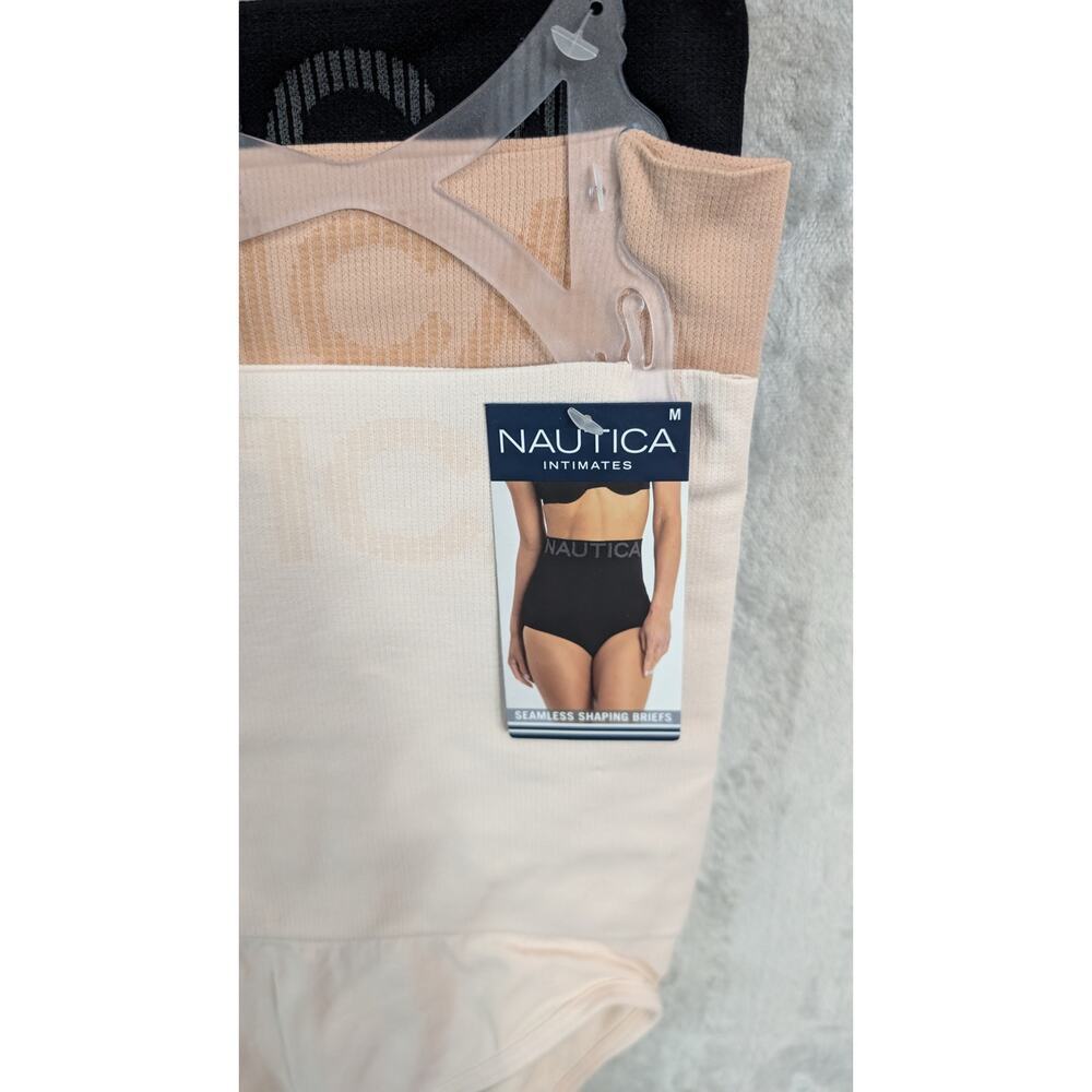 NAUTICA 3 Pack Womens M Logo Seamless Shaping Briefs Panties Black Beige Cream - Picture 2 of 9